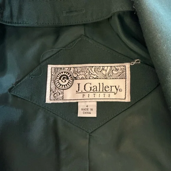 J. Gallery Deep Green 90s Belted Trench/Rain Coat - Picture 2 of 6